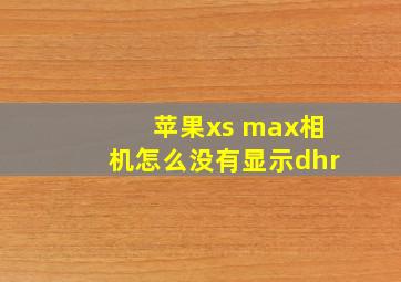 苹果xs max相机怎么没有显示dhr